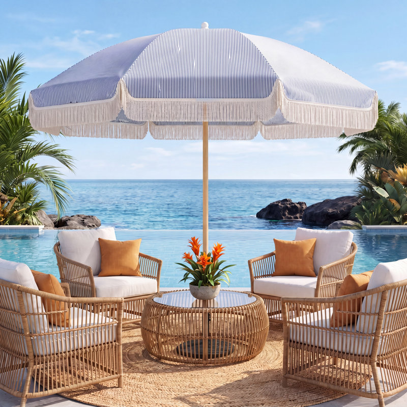 Parasol de plage 8 pi Wykisha, Blue