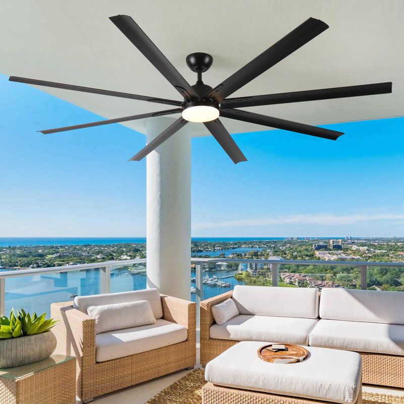 Très grand ventilateur de plafond noir 84 po avec télécommande, 84 po pour l'intérieur et l'extérieur