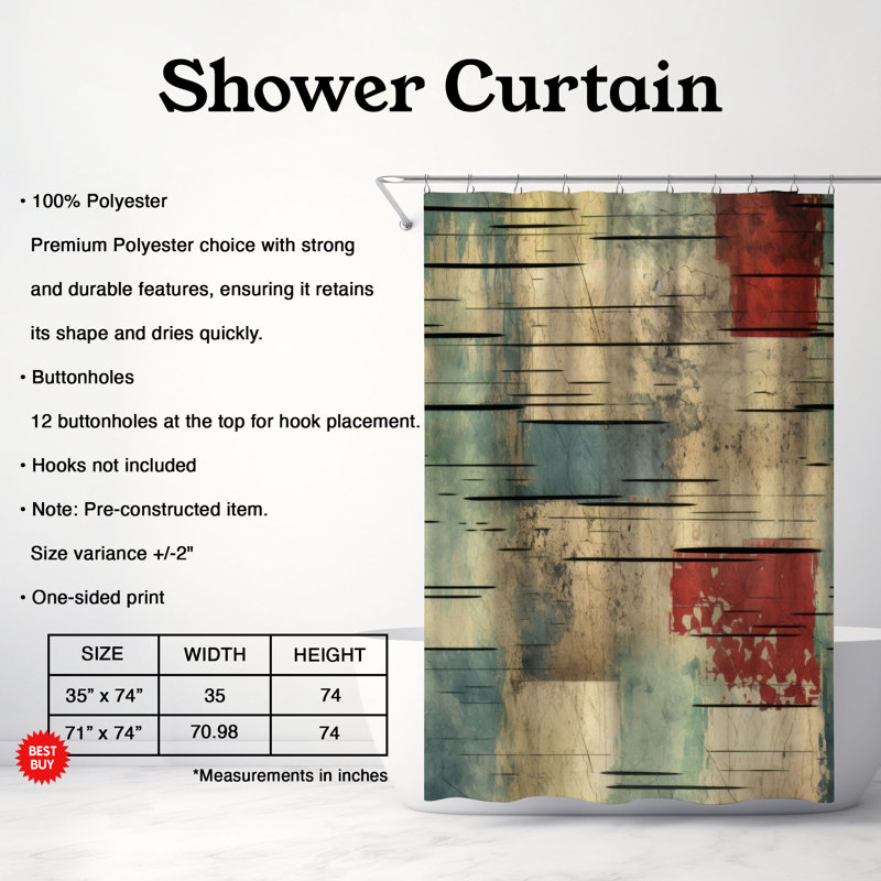 Rideau de douche Retro Grunge, L 71 po x L 74 po