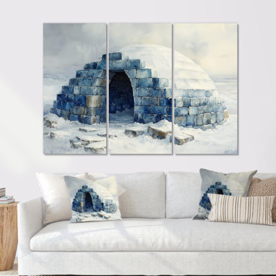 Igloo in Blue and White Tones III - Winter Landscape, impression d'art mural