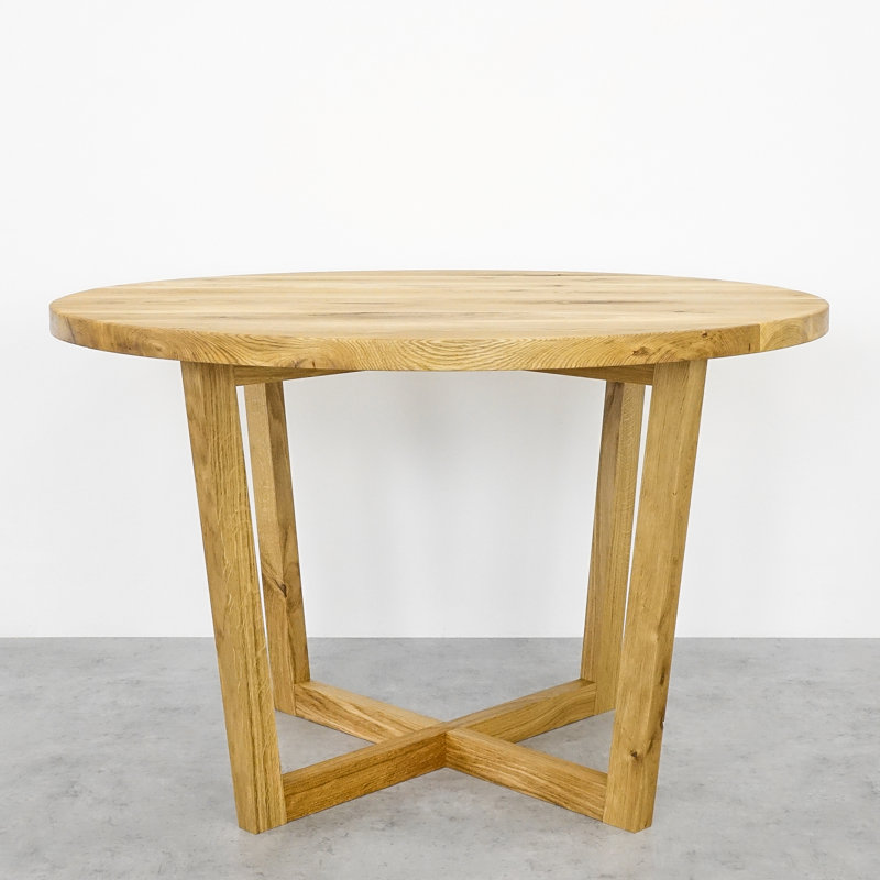 Shanay Oak Round Solid Wood Dining Table, Natural Oil, H76 x L80 x W80cm