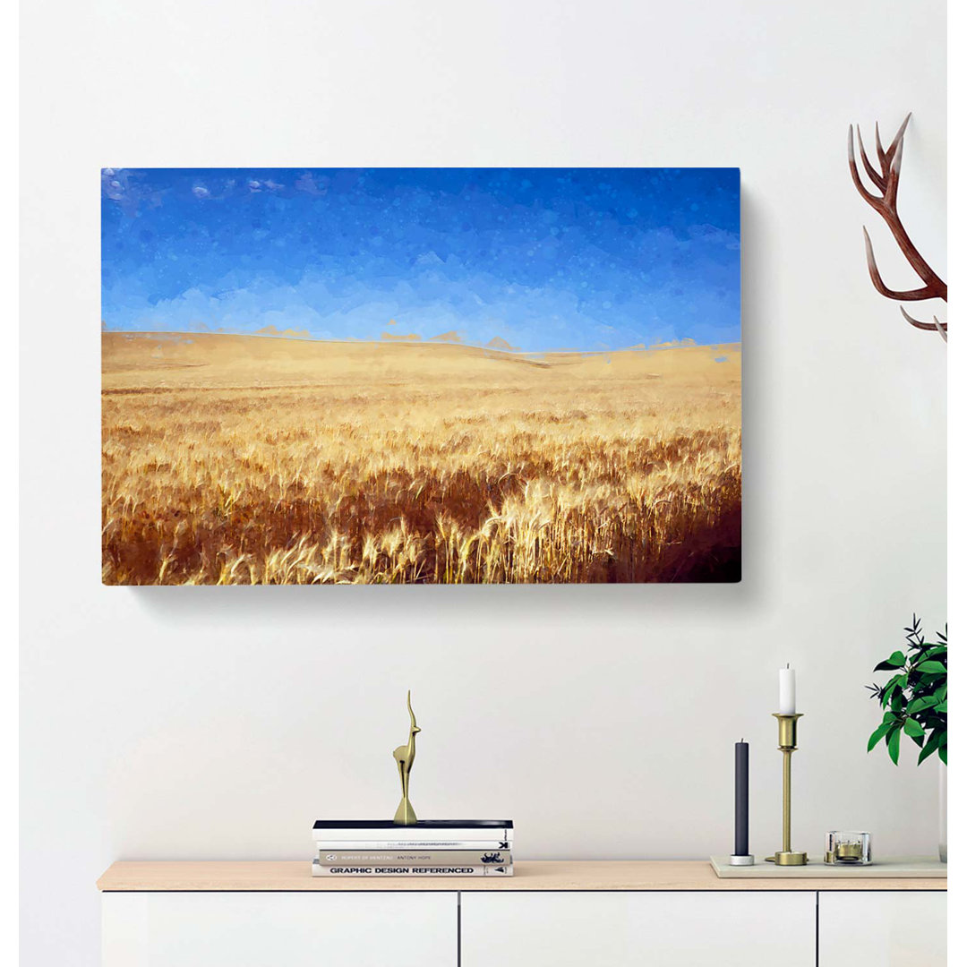 Field of Wheat in Kansas in Abstract - Wrapped Canvas