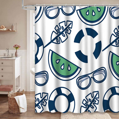 Monstera Melon Tropic Shades Waterproof Shower Curtain