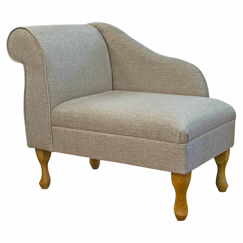 Upholstered Chaise Lounge, Light Oak, Plain