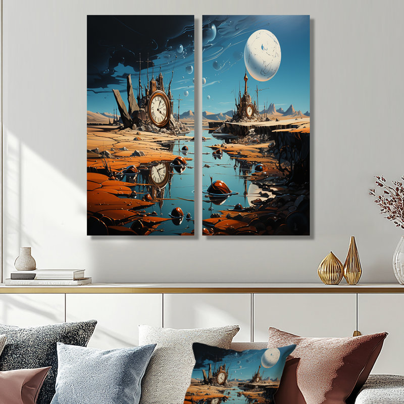 La persistance de Dali surréel V - 2 reproductions d'art traditionnel sur toile, H 40 po x l 40 po, Toile tendue