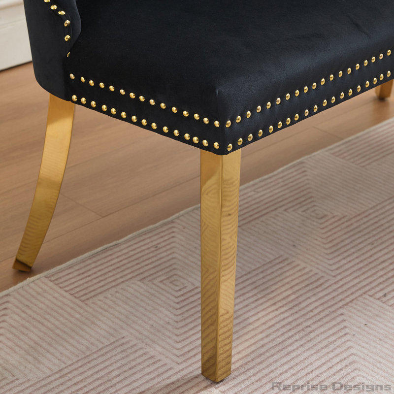 Banc en velours pour causeuse double, Noir, Doré