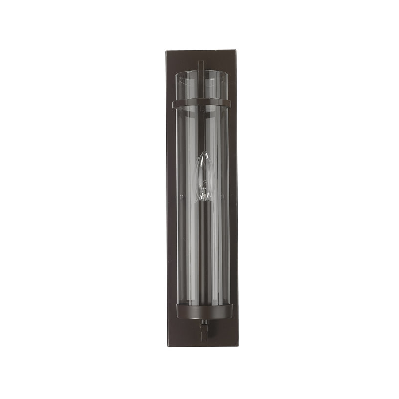 Hazlett 1 Light Black Candle Wall Sconce With Glass Shade