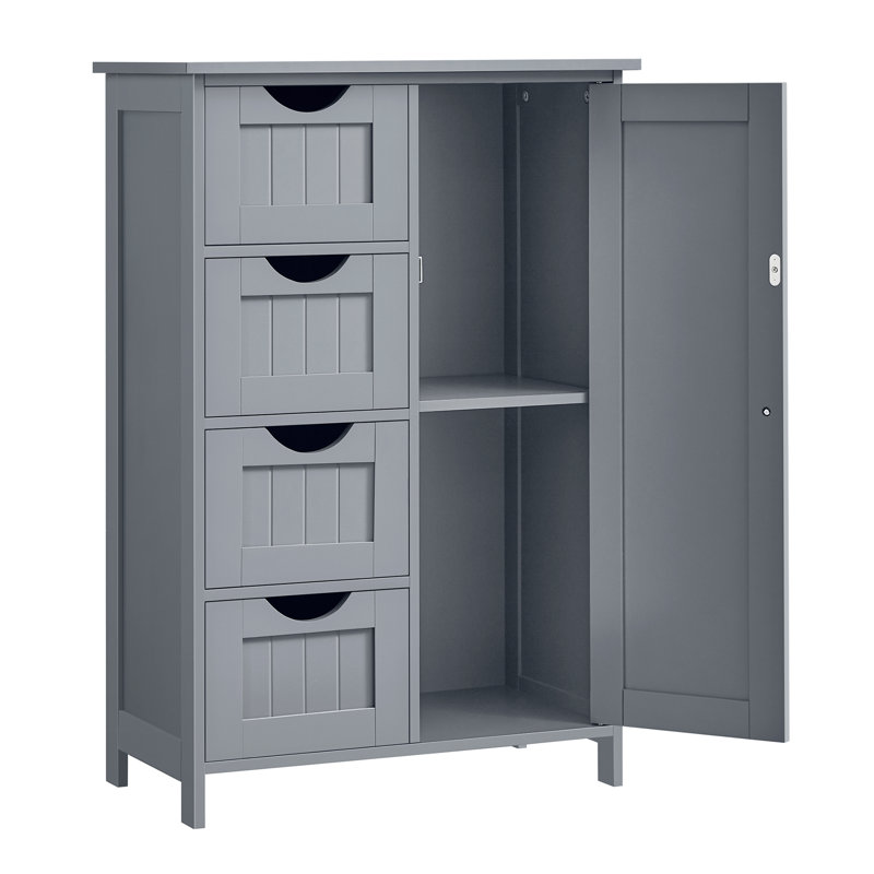 Armoire de rangement Manhattan Floor, armoire autoportante, avec 4 tiroirs, tablette ajustable, Gris