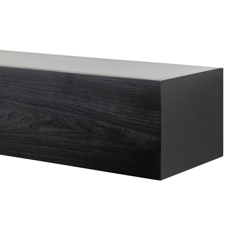 Modern Ember Boone Floating Wood Fireplace Mantel Shelf - 8 Inch Tall - With Clean Box Design, Black Paint, 72"