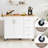 Space Kitchen Island With 5 Smooth Wheels, Storage Cabinet, And Foldable Drop Leaf Countertop In White Table Mobility Ample Storage,-400008935-400008936