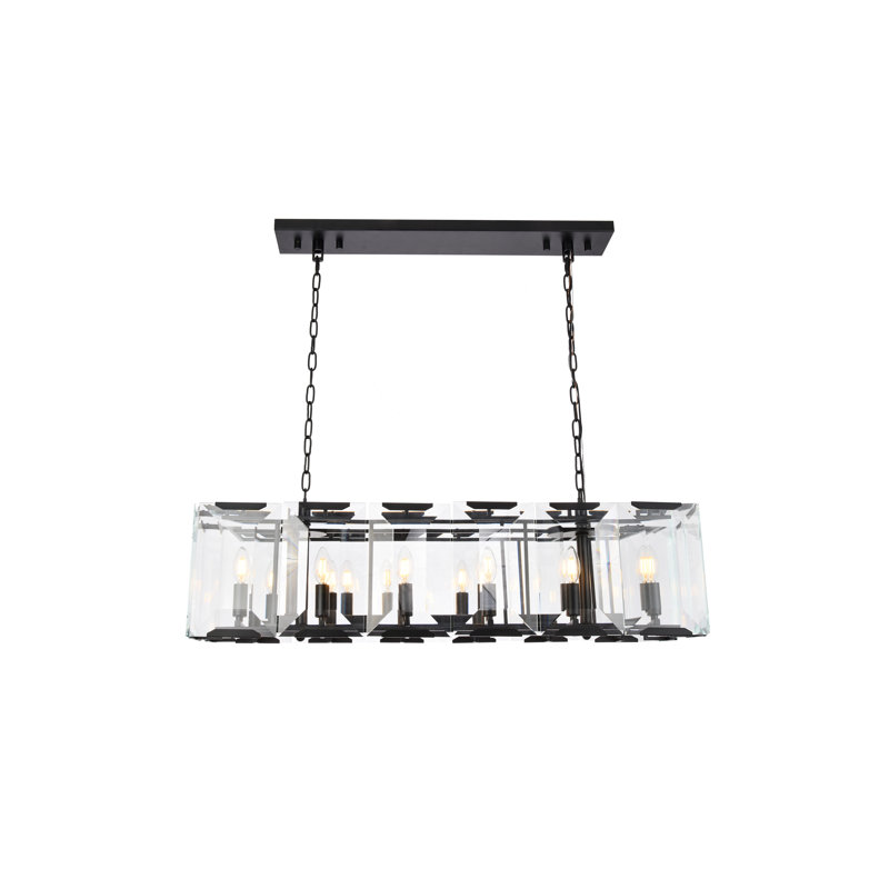 Fouke 12 - Light Kitchen Island Pendant, 12'' H x 40'' W x 13'' D, Flat Black Matte
