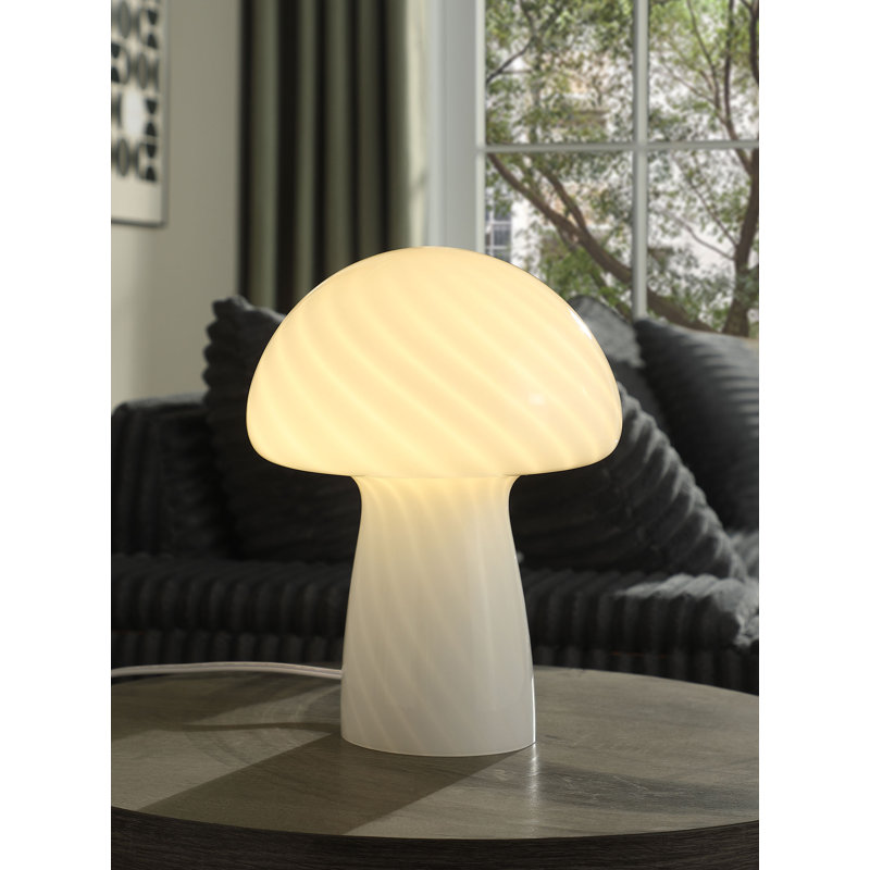 Lampe de chevet en verre en forme de champignon Kanaby - blanc