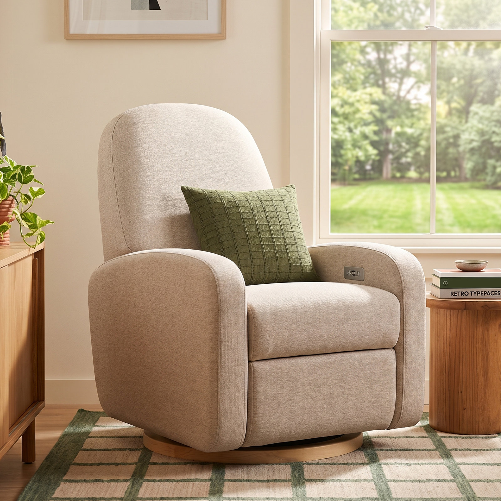 Nami Swivel Glider, Ivory Boucle