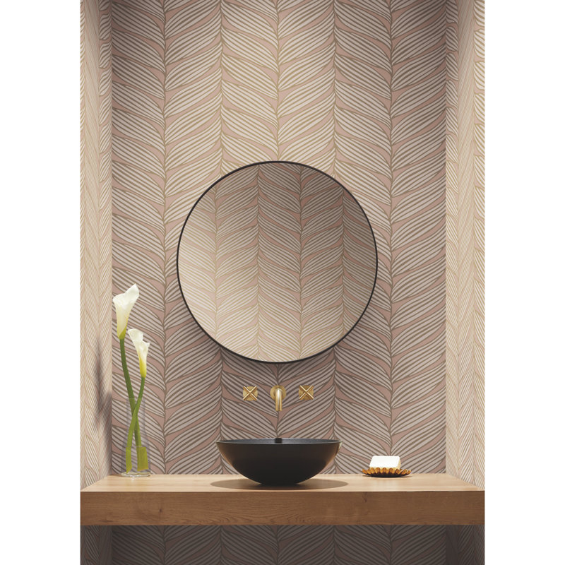 Luminous Leaves Floral Metallic Wallpaper Roll, Gold
