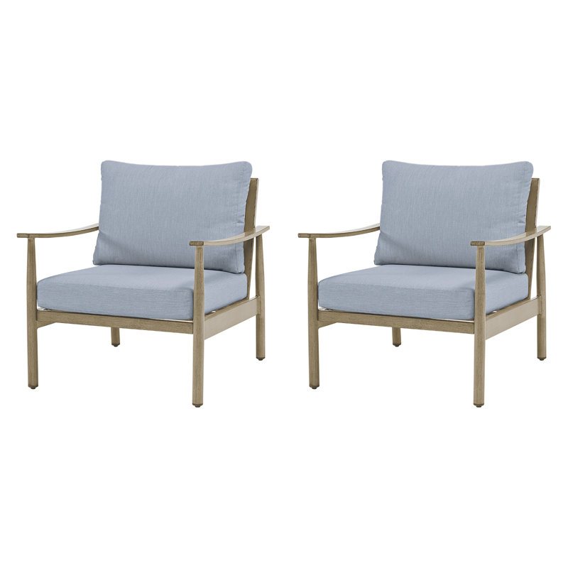 Mariene Aluminum Outdoor Lounge Chair, Blue, Beige