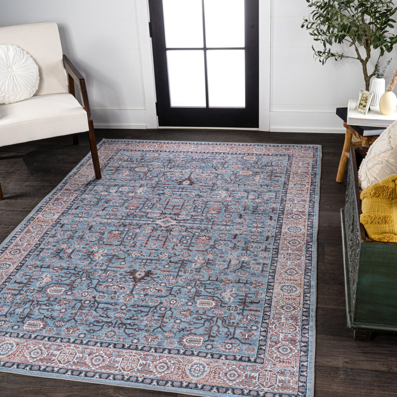 Tapis bleu / rouge / brun Sarok All-Over, Rectangle 2 pi 11 po x 5 pi