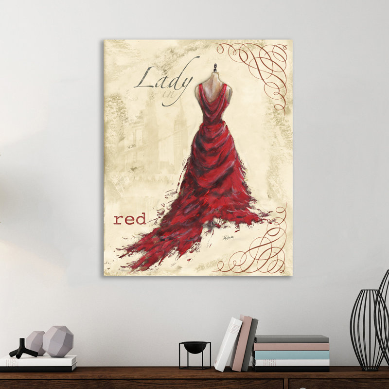 «Red Dress» par Tre Sorelle Studious - impression sur toile, H 15 po x l 12 po
