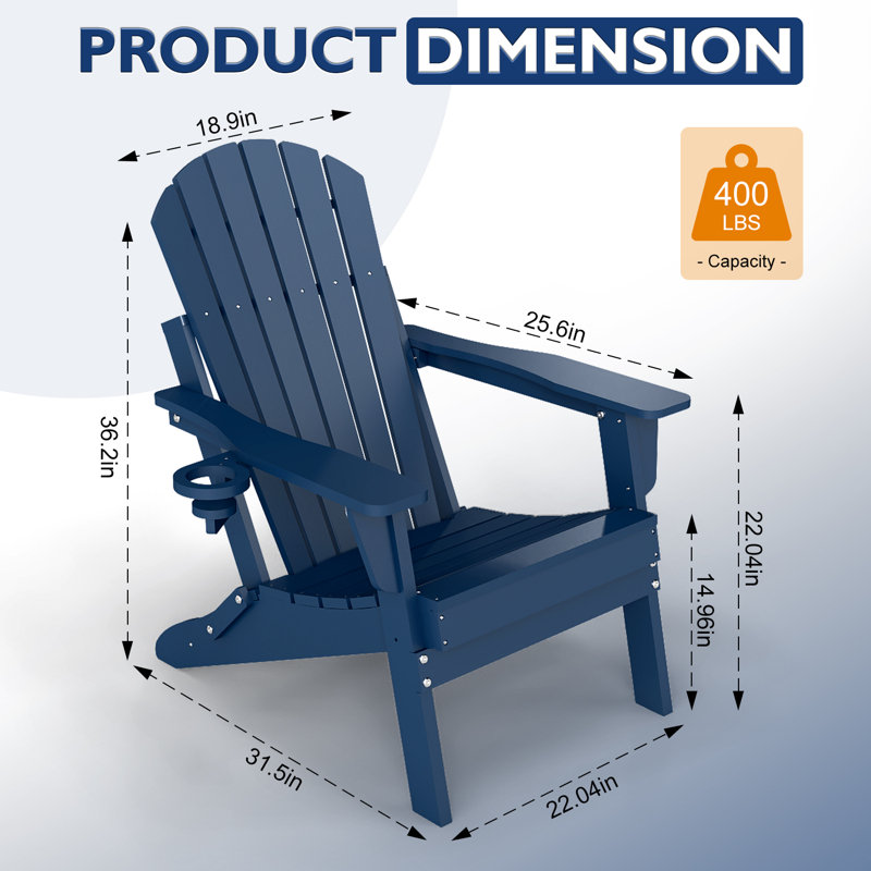 Set Of 6 Hdpe Folding Adirondack Chair, Blue