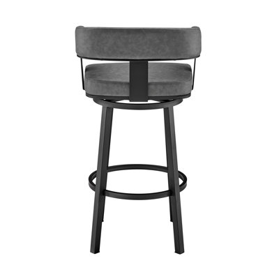 Chaise à hauteur de bar pivotante en faux cuir et fer