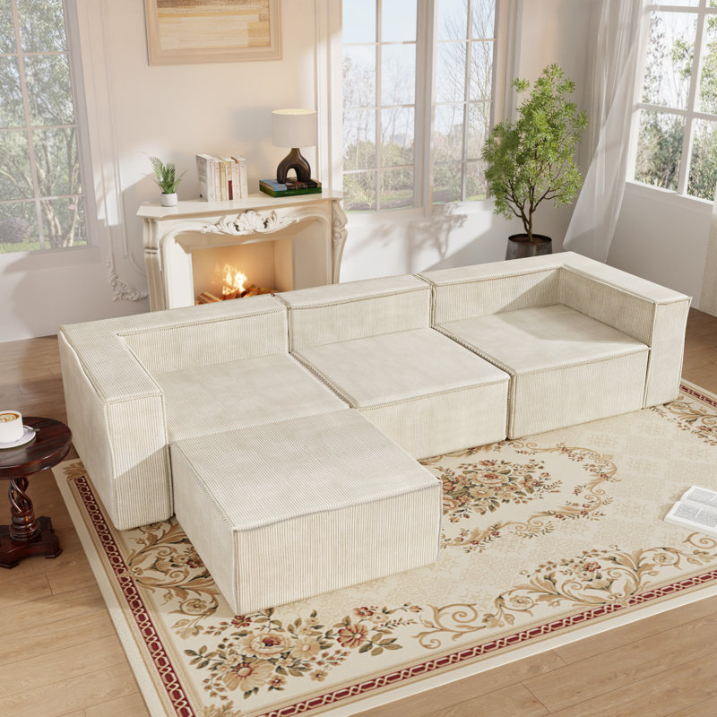 39" Left Armrest Compression Couch No Assembly Required, Beige