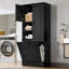 Armoire de salle de bain avec tablettes réglables, grand panier rabattable et armoire fermée-237657741
