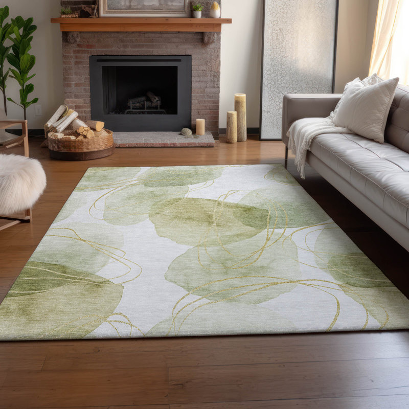 Tapis vert Cerrito AMF544 lavable à la machine de qualité supérieure, Rectangulaire 8 pi x 10 pi