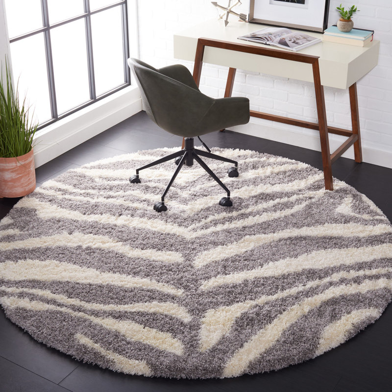 Laplaigne Shag Performance Animal Print Rug, Round 6'7"