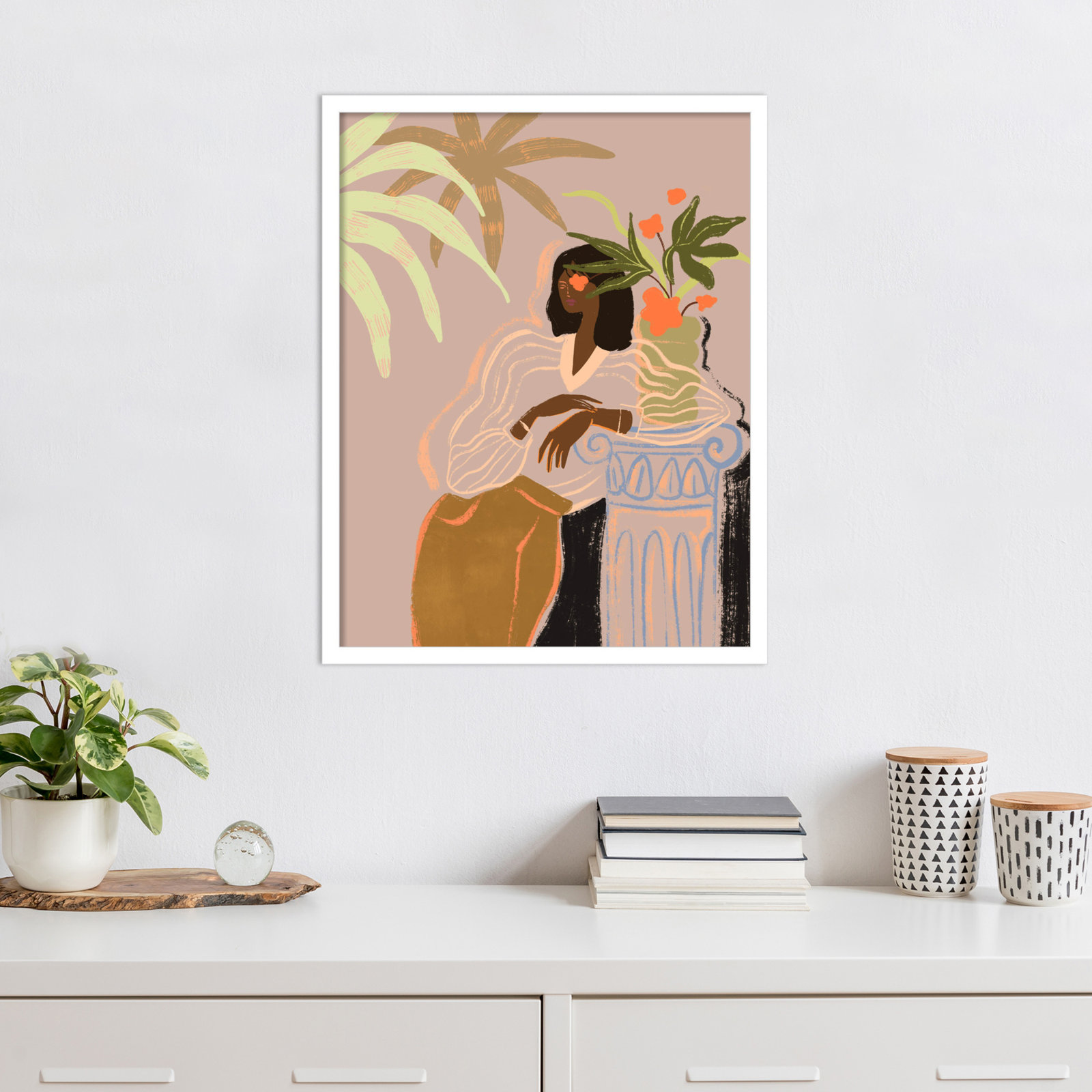 Prudence "Lady in Waiting" Print, White, 25" H x 20" W
