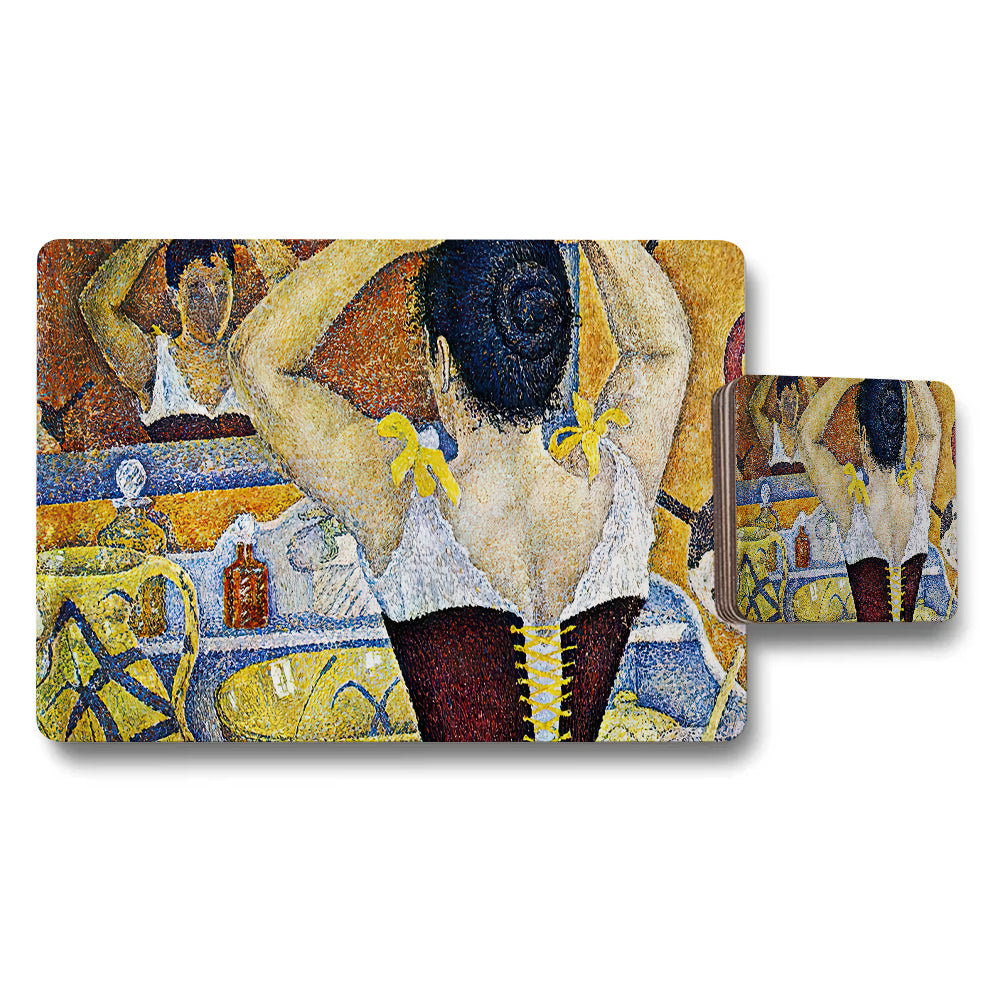 Poolside Women Artwork Placemat And Coaster Set With Bright Colors