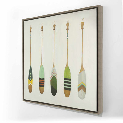 «Colorful Nautical Oars», toile encadrée - Loisirs - décor brun