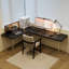 Bureau noir en bois massif en forme de L-108304574-108304575