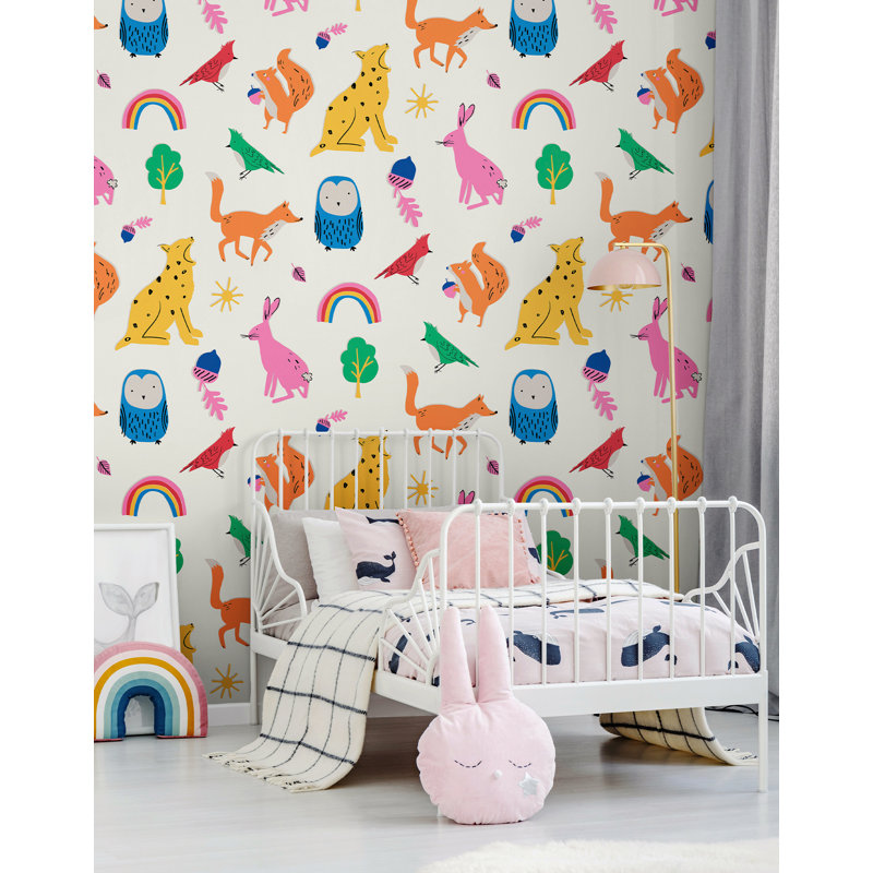 Joules Country Critters Heroes White / Rainbow Wallpaper