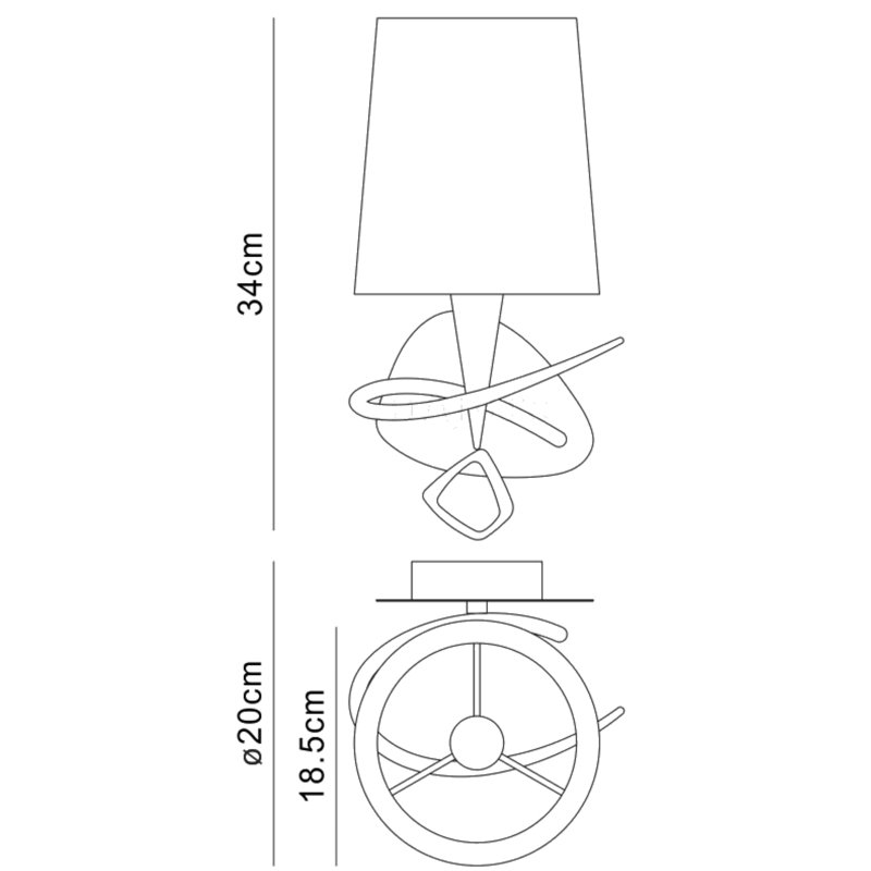 Contrada Armed Sconce, French Gold, Black