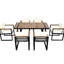 Ensemble de salle à manger de patio beige - 7 pièces, coussins amovibles en bois et en acier, imperméable pour une utilisation extérieure dans le jardin,