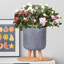 Concrete Effect Cylinder Round Planter on Hardwood Legs, Round Indoor Plant Pot Stand for Indoor Plants, Indoor Flower Pot with Honeycomb Pattern-89142829-89142826