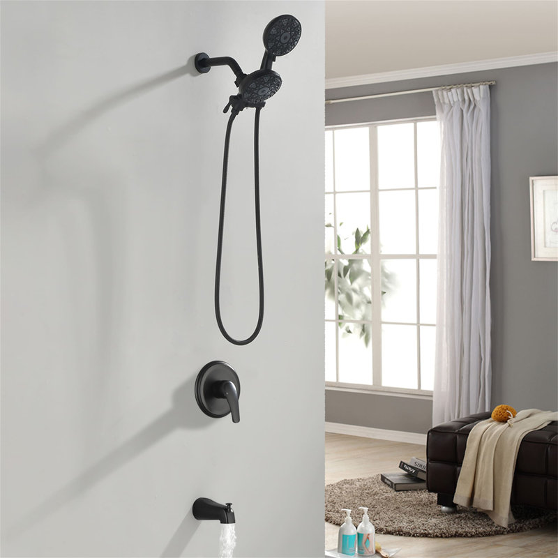 Complete Shower System with Rough in-Valve, Matte Black