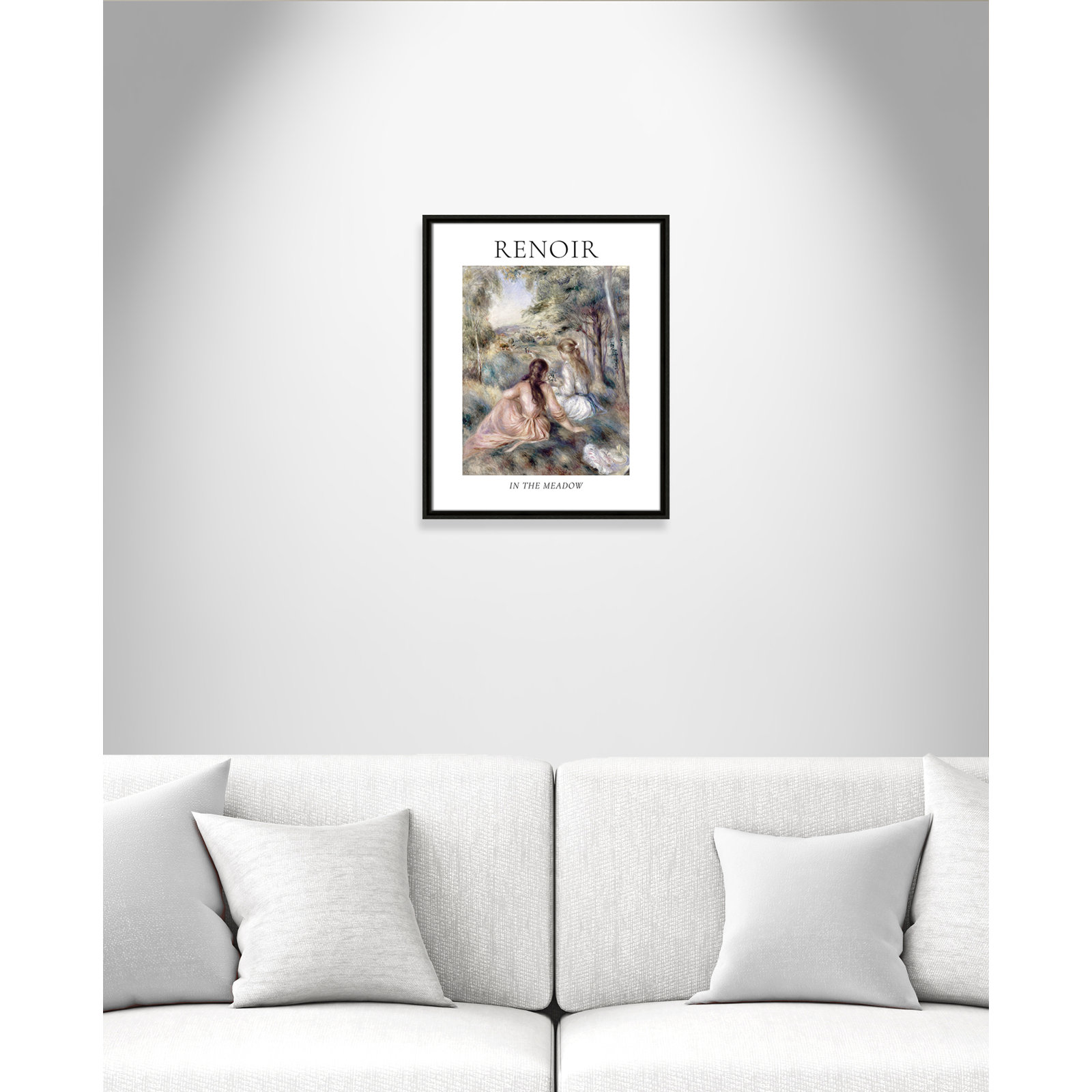 Old Masters Collection " In The Meadow " by Auguste Renoir, Espresso Floater Frame, No, 21.5" H x 17.5" W x 2" D