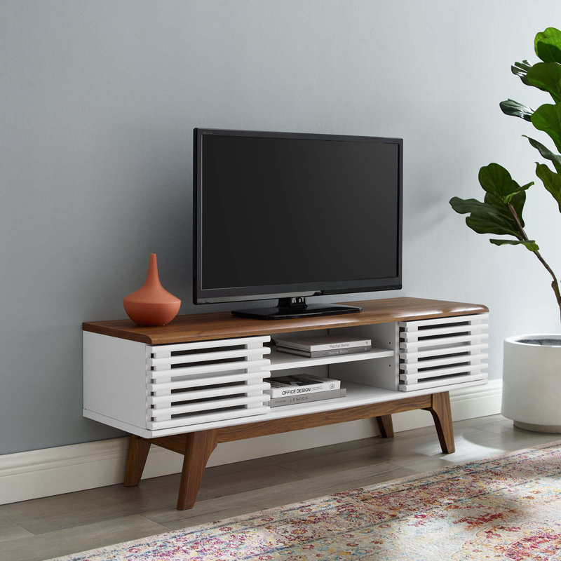 Modway Render 46" Media Console TV Stand, Walnut/White