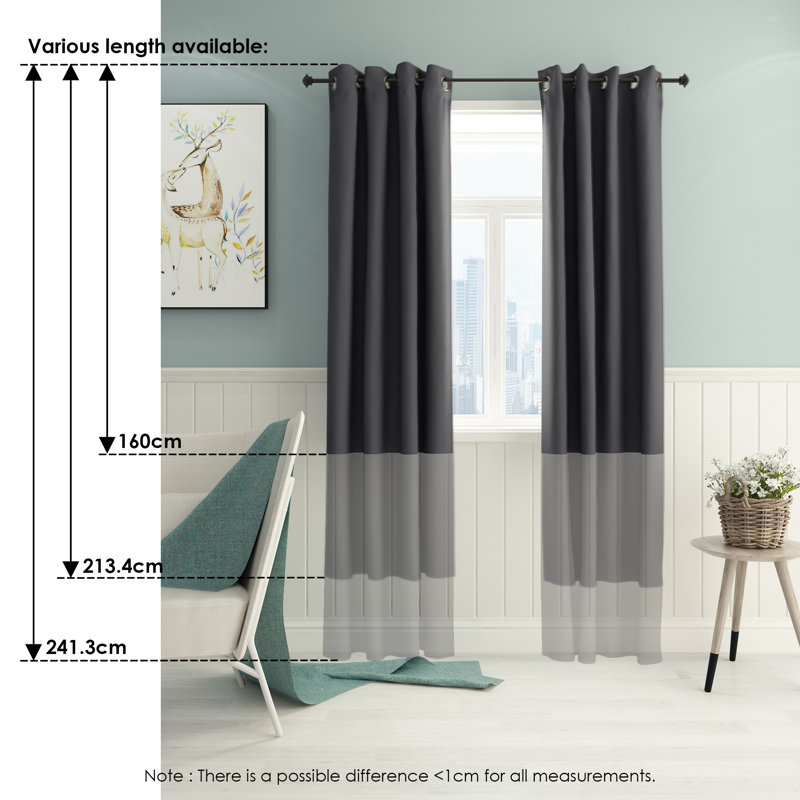 Abigail Curtain Single Panel, Dark Grey, 132 W x 213 D cm