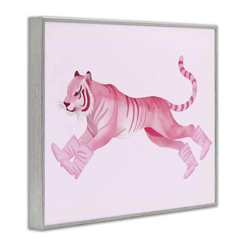 Tigre qui court en bottes, estampe numérique par Daphne Polselli, Estampe numérique Farmhouse, H 24 po x l 30 po