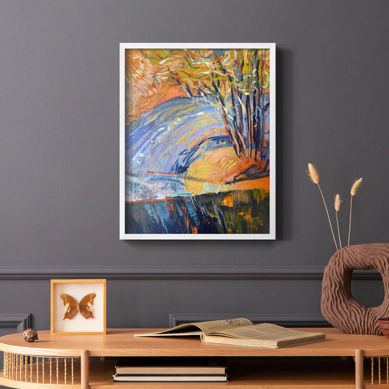 «Cadmium Winter Solstice III», reproduction encadrée - bois massif, Cadre simple blanc, H 14 po x l 11 po