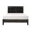 Grand lit gris foncé avec boutons confortables - tête de lit en similicuir et meubles de chambre à coucher à structure en bois: à la mode pour une ambiance sereine-350259896-350259897