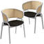 Chaise en cuir Daishun avec dossier en osier et pieds en acier inoxydable thermolaqué Collection Diep-2048101856-2065479004