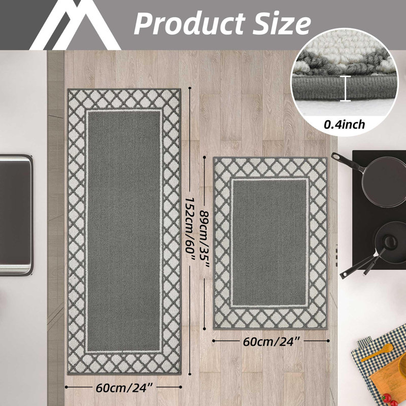 Tapis de cuisine antidérapants lavables pour plancher, Gris