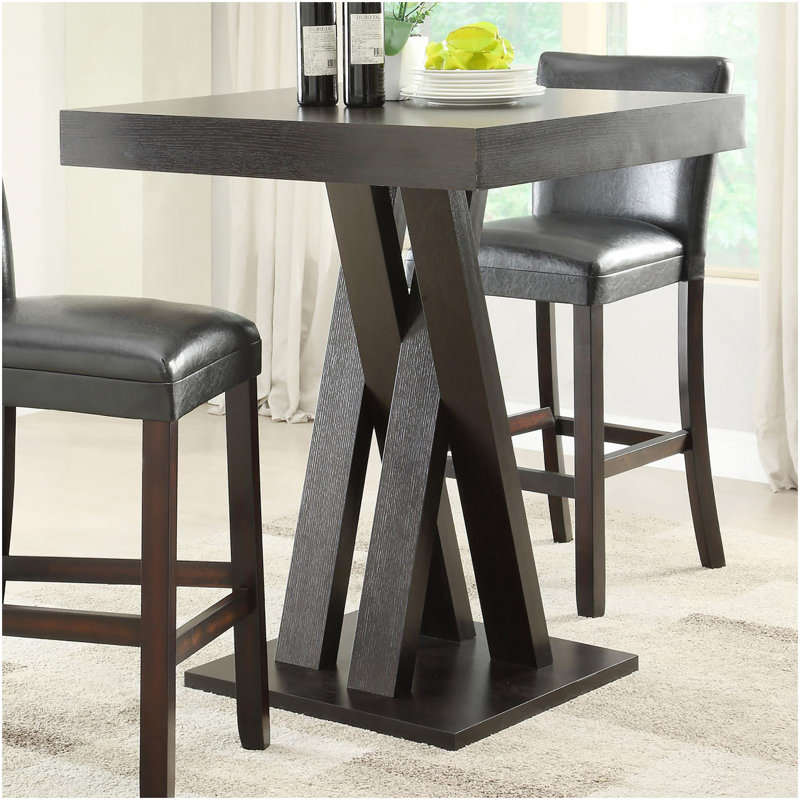 Cappuccino Double X Base Square Bar Table
