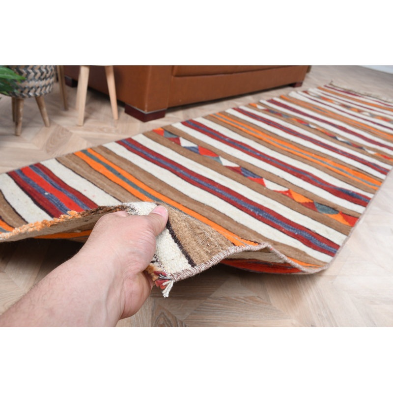 Tapis turc kilim tissé à la main à motif arc-en-ciel rayé pour la cuisine et les escaliers