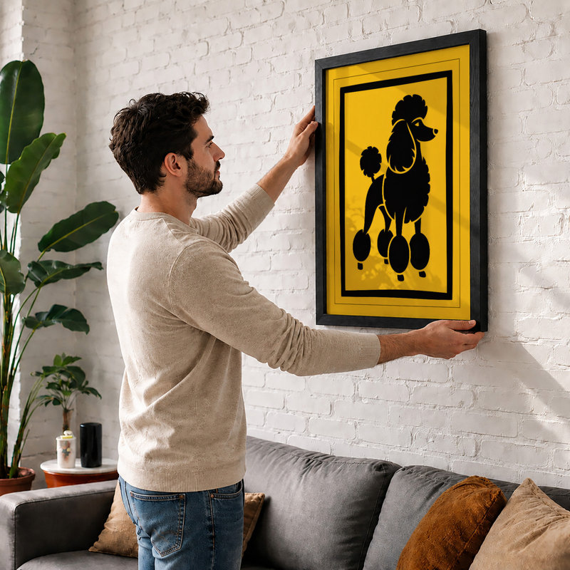 Twin Poodles Modern - Framed Print, Black, A4 - 29.7 x 21.0 cm