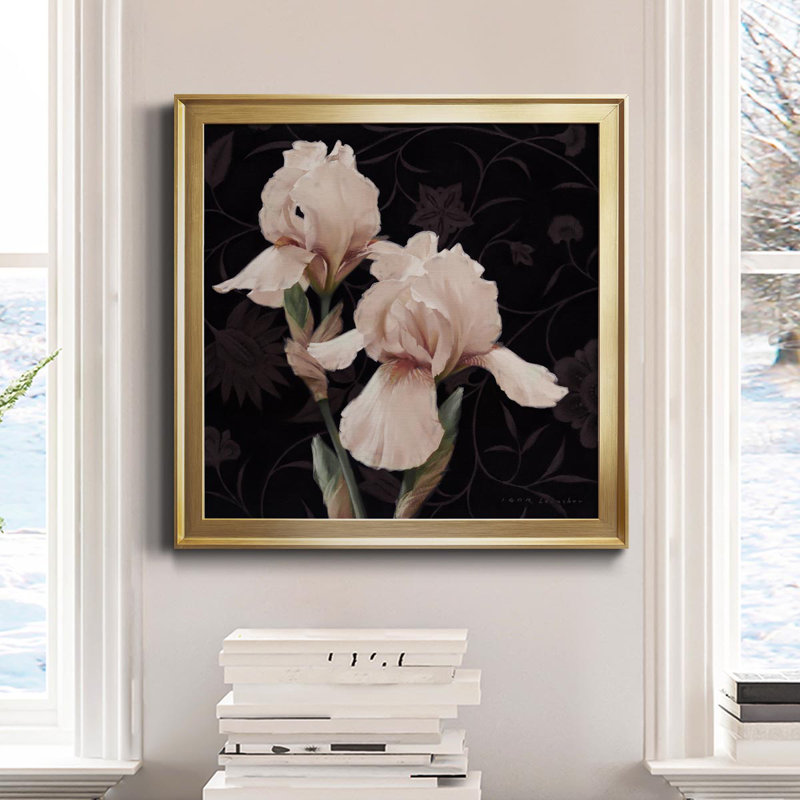 Iris Elegante - peinture sur toile encadrée, Or, H 30,5 po x l 30,5 po x P 1,5 po