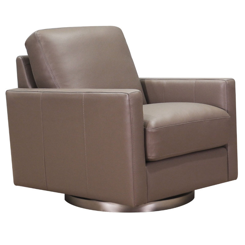 Fauteuil pivotant en cuir Tal, Cuir véritable brun taupe Ashby