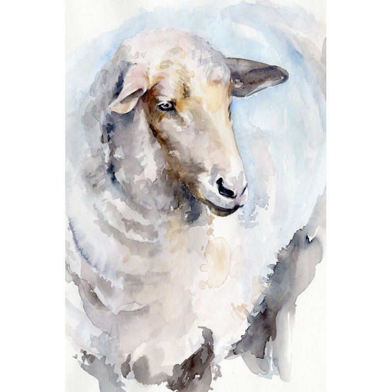 Watercolor Sheep I - Print, 91 cm H x 61 cm W, Wrapped Canvas